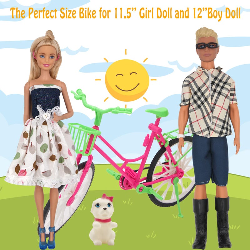 ZTWEDEN 33Pcs Doll Clothes and Accessories for 12 Inch Boy and Girl Doll  Includes 20 Wear Clothes Shirt Jeans Suit and Wedding Dresses  Glasses Earphones Dog and Bike for 12'' Boy Girl Doll - Image 5